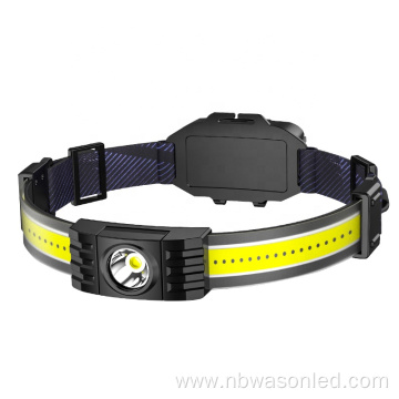 Wason New Best Seller Full Vision Headlamp Broad Beam Type-C Rechargeable Factory Outdoor Powerful COB Led Head Lamp